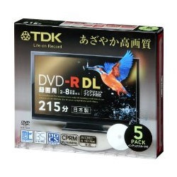 【クリックで詳細表示】録画用DVD-R DL 2-8倍速 5枚 CPRM対応【インクジェットプリント対応】DR215DPWB5S