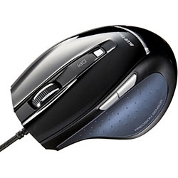 【クリックでお店のこの商品のページへ】有線BlueLEDマウス[USB] エルゴノミクスデザイン (5ボタン・ブラック) MA-118HBK