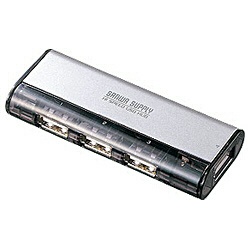 【クリックで詳細表示】USB2.0ハブ [マグネット付] (4ポート・バス＆セルフパワー・シルバー) USB-HUB225GSV