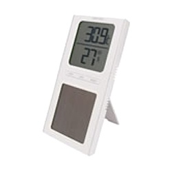 【クリックでお店のこの商品のページへ】ソーラーデジタル温湿度計 O-223WT(ホワイト)