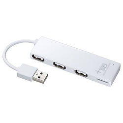 【クリックでお店のこの商品のページへ】USB2.0ハブ [microSDカードリーダー付] (3ポート・バスパワー・ホワイト) USB-HCM307W