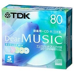 【クリックでお店のこの商品のページへ】録音用CD-R(80分5枚入り・カラーミックス) CD-RDE80CPMX5N(こちらの商品は台湾製に変更しました)