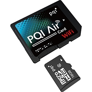 【クリックでお店のこの商品のページへ】PQI Air Card(Wi-Fi機能付SD変換アダプタ microSDHC16GB付き) 6W25-016GR1