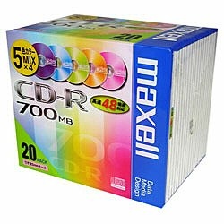 【クリックでお店のこの商品のページへ】48倍速対応 データ用CD-Rメディア (700MB・20枚) CDR700S.ST.MIX1P20S