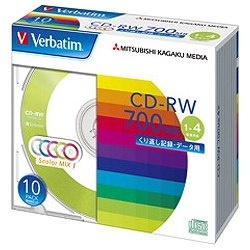 【クリックで詳細表示】1～4倍速対応 データ用CD-RWメディア (700MB・10枚) SW80QM10V1