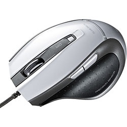 【クリックで詳細表示】有線BlueLEDマウス[USB] エルゴノミクスデザイン (5ボタン・シルバー) MA-118HS
