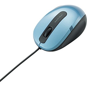 【クリックで詳細表示】有線BlueLEDマウス[USB] 女性の手にもフィット(3ボタン・ブルー) M-BL16UBBU