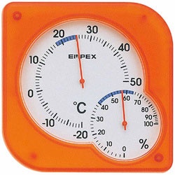 【クリックでお店のこの商品のページへ】温湿度計 「シュクレミディ」 TM-5604(クリアオレンジ)