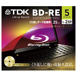 【クリックで詳細表示】1-2倍速対応 データ用Blu-ray BD-REメディア (25GB・5枚) BED25A5A