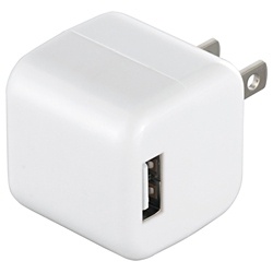 【クリックで詳細表示】キューブ型USB充電器 2ポートタイプ(ホワイト) BSIPA06WH