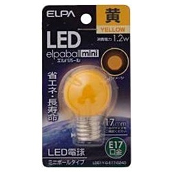 【クリックで詳細表示】調光器非対応LED電球 「ミニボールG30形」(黄色・口金E17) LDG1Y-G-E17-G243