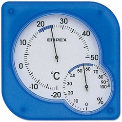 【クリックでお店のこの商品のページへ】温湿度計 「シュクレミディ」 TM-5606(クリアブルー)