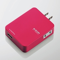 【クリックで詳細表示】スマートフォン用[USB microB] AC-USB充電器＋コンセント (ピンク) T-US01-11100PN