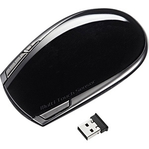 【クリックでお店のこの商品のページへ】ワイヤレスレーザーマウス[2.4GHz・USB] マルチタッチセンサー搭載 (4ボタン・ブラック) MA-TOUCH2WIN