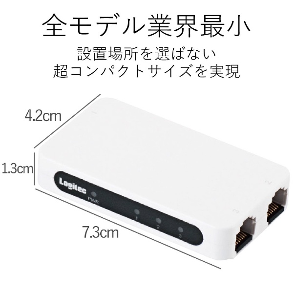 【クリックで詳細表示】スイッチングハブ(3ポート・USB給電/ACアダプタ)超小型モデル(ホワイト) LAN-SW03PSWE