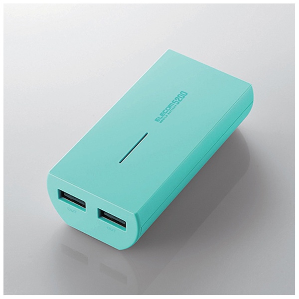 【クリックで詳細表示】タブレット/スマートフォン用[USB microB/USB給電] USBモバイルバッテリー ＋USB microBケーブル 10cm 3A (5200mAh・2ポート・グリーン) DE-M01L-5230GN