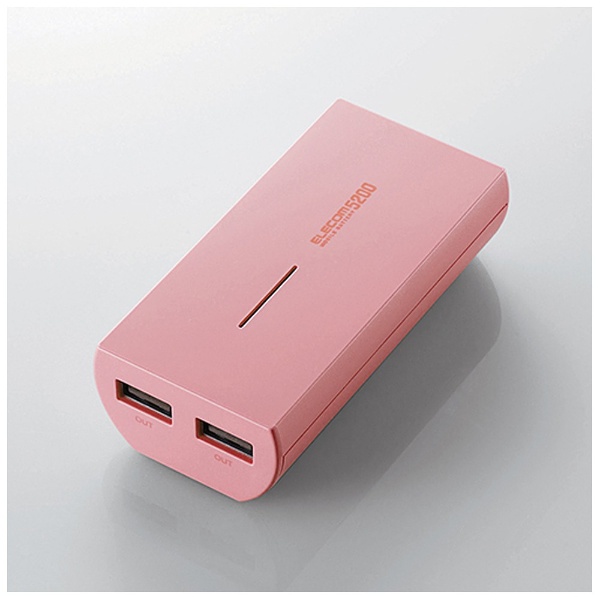 【クリックで詳細表示】タブレット/スマートフォン用[USB microB/USB給電] USBモバイルバッテリー ＋USB microBケーブル 10cm 3A (5200mAh・2ポート・ピンク) DE-M01L-5230PN