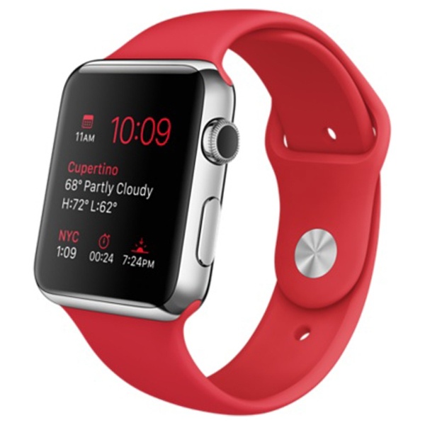 【クリックで詳細表示】Apple Watch 42mm ステンレススチールケースと(PRODUCT)REDスポーツバンド MLLE2J/A
