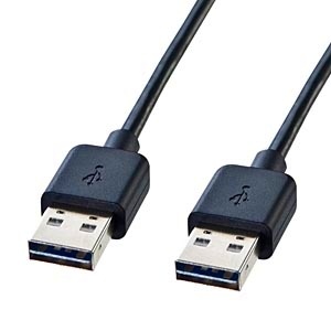 0.5m USB2.0ケーブル 【A】⇔【A】両面挿しタイプ（ブラック） KU