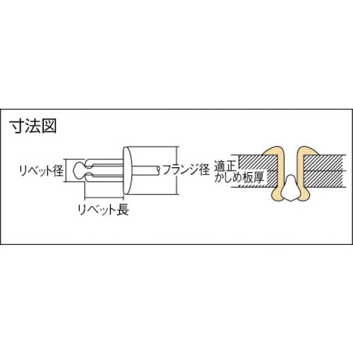 エビ ブラインドリベット(アルミニウム／ステンレス製) 6-10(1000本入) 箱入 NTA610 - 3