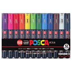 POSKA(ポスカ) 水性ペン 極細 12色セット PC1M12C 三菱鉛筆 ...