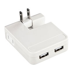  スマホ用USB充電コンセントアダプタ＋コンセント （2ポート） ACA-IP25W ホワイト