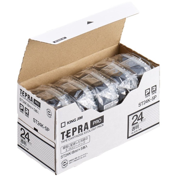 透明ラベルテープ エコパック 5個パック TEPRA(テプラ) PROシリーズ