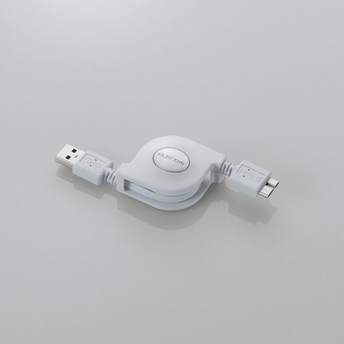 0.7m 通信販売 USB3.0ケーブル A ⇔ USB3-AMBRL07WH 巻き取りタイプ ホワイト 激安価格と即納で通信販売 microB