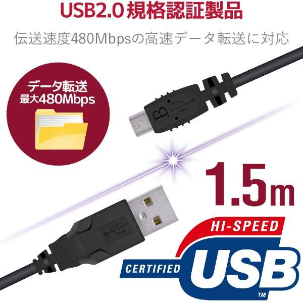 USB2.0电缆micro-B型for PlayStation4 1.5m黑色GM-U2CAMB15BK_2