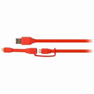 [micro USB+闪电]USB电缆充电、转送(0.3m、红)IP5-MIC12RD-T[0.3m]