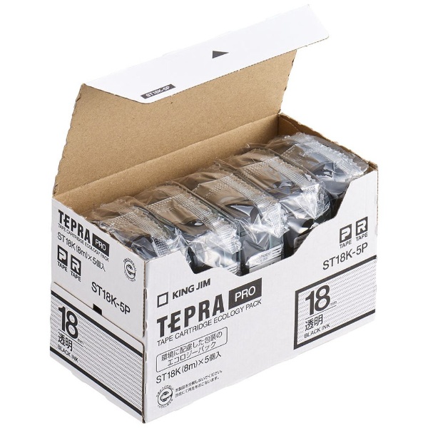 透明ラベルテープ エコパック 5個パック TEPRA(テプラ) PROシリーズ