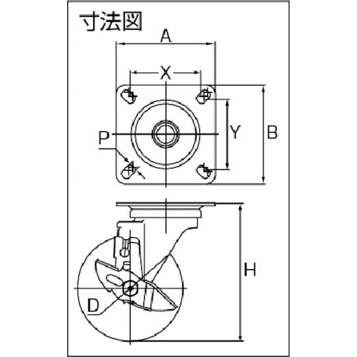 520型　自在SP付　焼入れ金具　特殊樹脂車　150mm　513YSHBN150BAR01