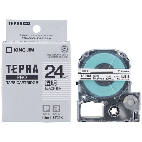 透明ラベルテープ TEPRA(テプラ) PROシリーズ 透明 ST24K [黒文字