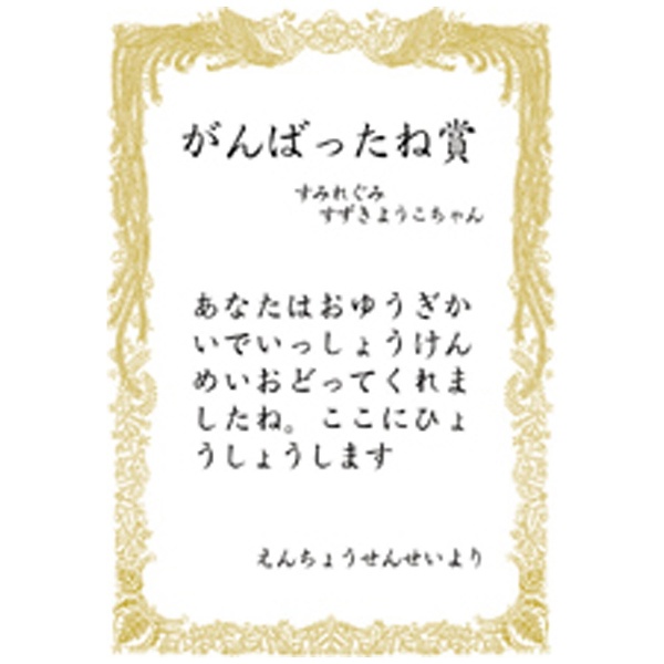ミニOA賞状用紙 横書用(A5サイズ・10枚・ホワイト) ホワイト 10-551