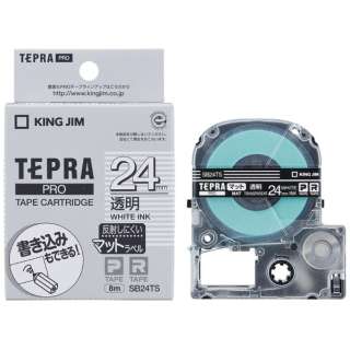 マットラベルテープ TEPRA(テプラ) PROシリーズ 透明 SB24TS [白文字 /24mm幅]