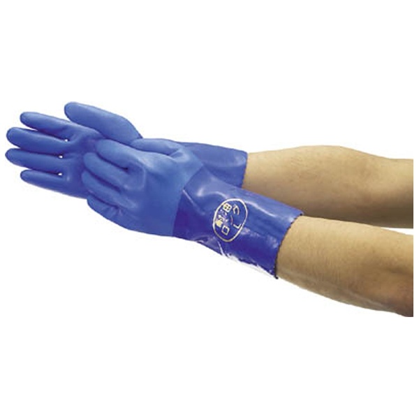 No.660耐油ロングビニローブ 塩化ビニール手袋 Lサイズ ブルー NO660L