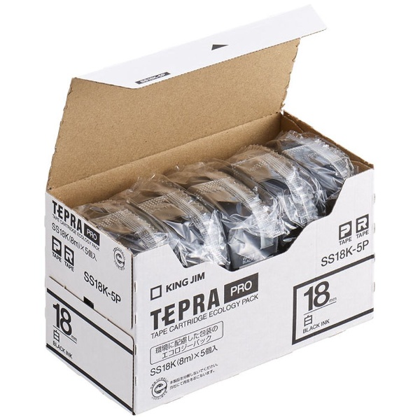 白ラベルテープ エコパック 5個パック TEPRA(テプラ) PROシリーズ 白 