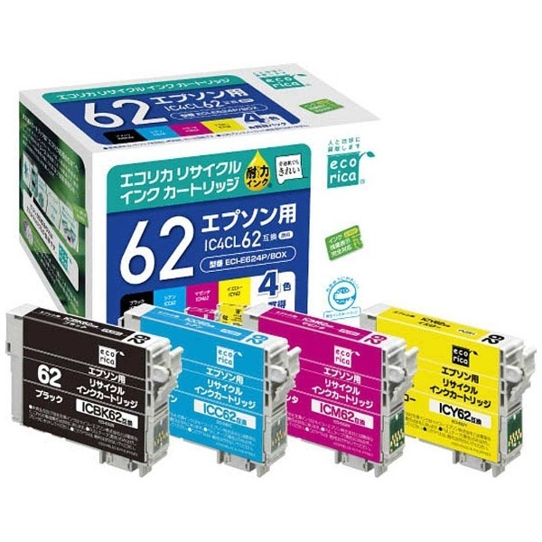 ECI-E624P/BOX 互換リサイクルインクカートリッジ [エプソン IC4CL62] 4色パック エコリカ｜ecorica 通販 
