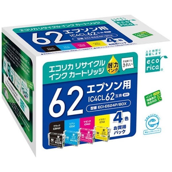 ECI-E624P/BOX 互換リサイクルインクカートリッジ [エプソン IC4CL62] 4色パック エコリカ｜ecorica 通販 