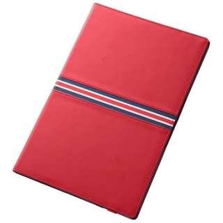 供Xperia Z2 Tablet使用的合皮皮夹克襟翼型·三色旗(红/红·深蓝线)RT-SO05FLC4/R