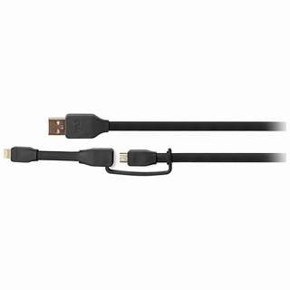 [micro USB+闪电]USB电缆充电、转送(0.3m、黑色)IP5-MIC12BK-T[0.3m]