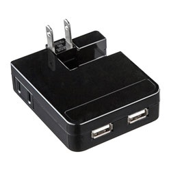  スマホ用USB充電コンセントアダプタ＋コンセント （2ポート） ACA-IP25BK ブラック