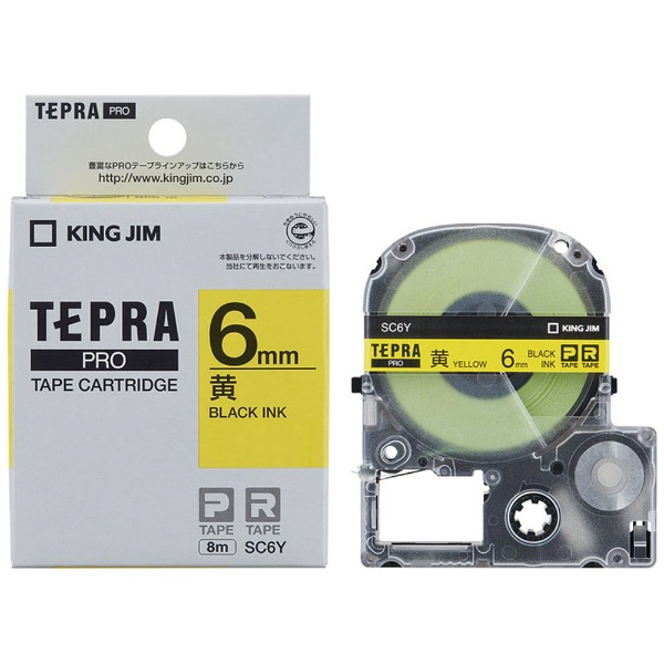 彩色标签(彩色粉笔)片TEPRA(tepura)PRO系列黄色SC6Y[钓樟属/6mm宽度]