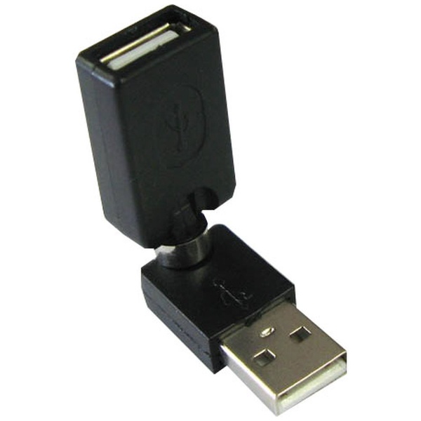 USB-A延長アダプタ [USB-A オス→メス USB-A] 回転式 ブラック GM-UH006B