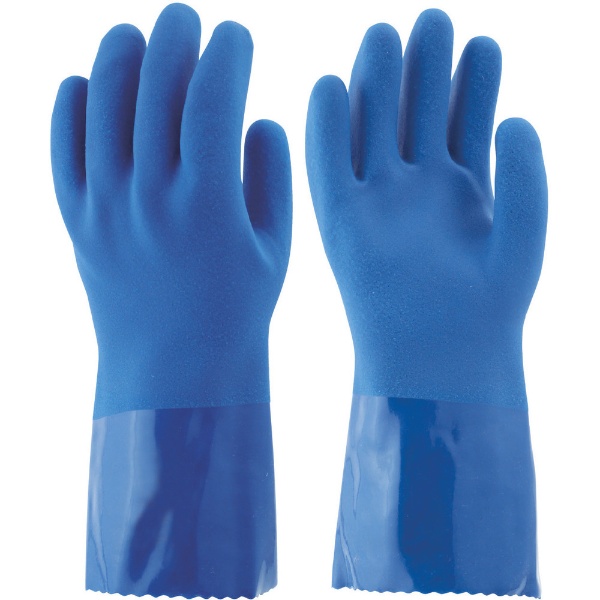 耐油ビニスターロング 塩化ビニール手袋 L ブルー 656L 東和
