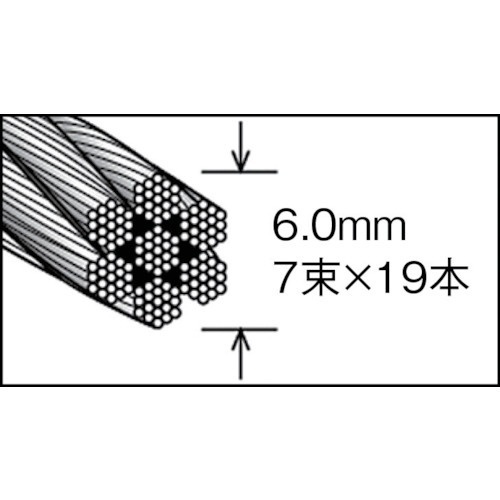 ステンレスワイヤロープ φ6．0mm×10m CWS6S10 トラスコ中山｜TRUSCO NAKAYAMA 通販