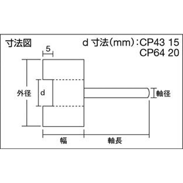 ベベルフラップホイール 外径60×厚40×軸6 5個入 80♯ CP64 トラスコ