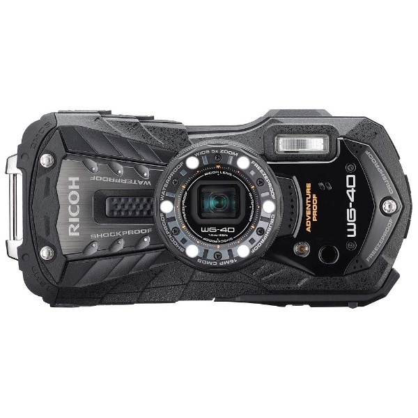 WG-40 コンパクトデジタルカメラ ブラック [防水+防塵+耐衝撃] リコー