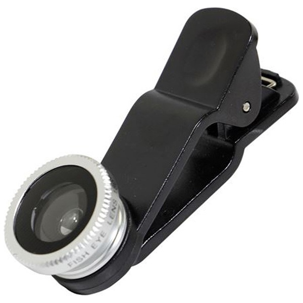  スマートフォン対応 クリップ型カメラレンズセット (マクロ・魚眼・ワイド）収納袋付 シルバー OWL-MALENS01-SI