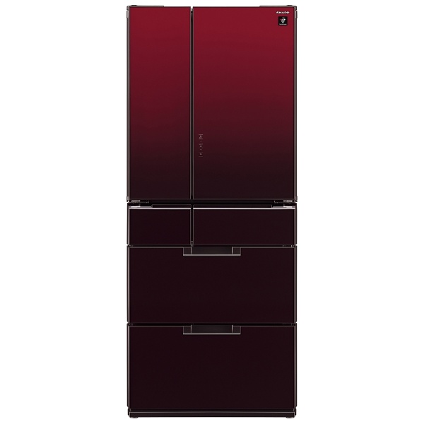SJ-GF60B-R 冷蔵庫 プラズマクラスター冷蔵庫 グラデーションレッド [6 